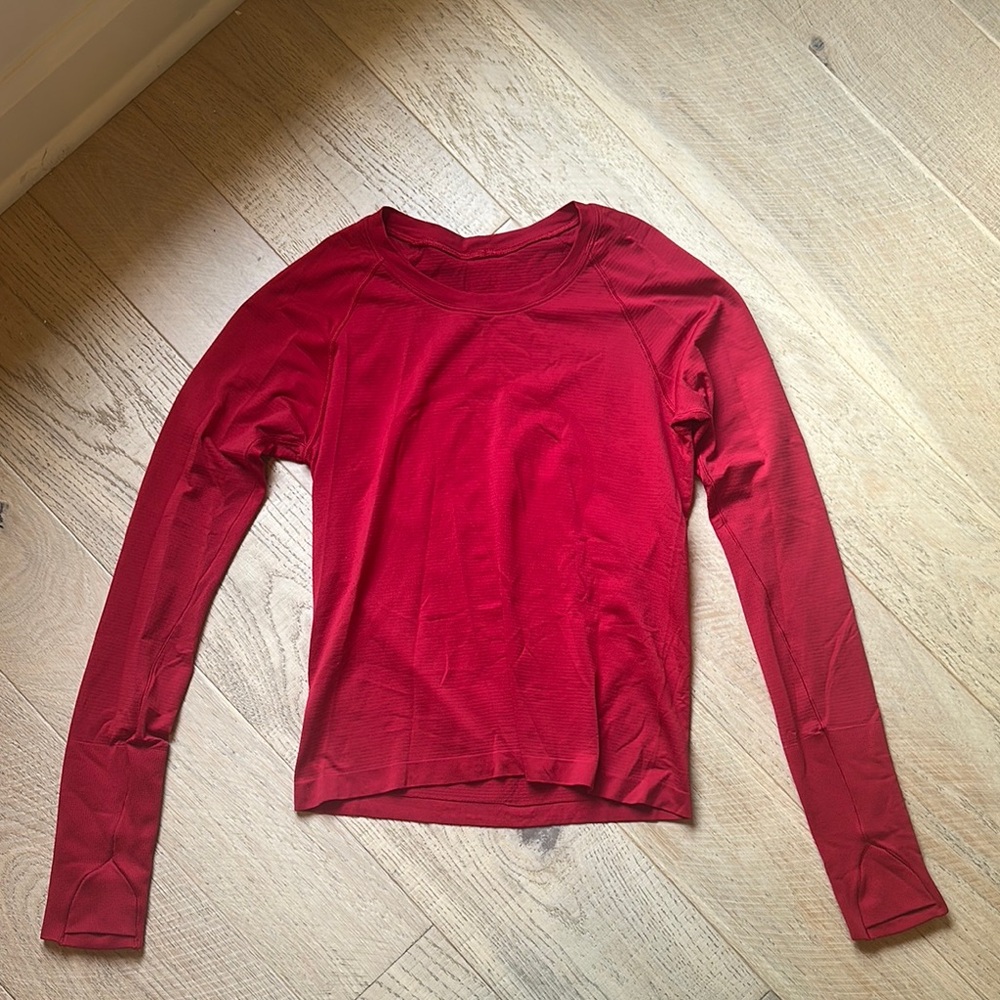 Lululemon Athletica Red Fitted Long Sleeve Hoodie